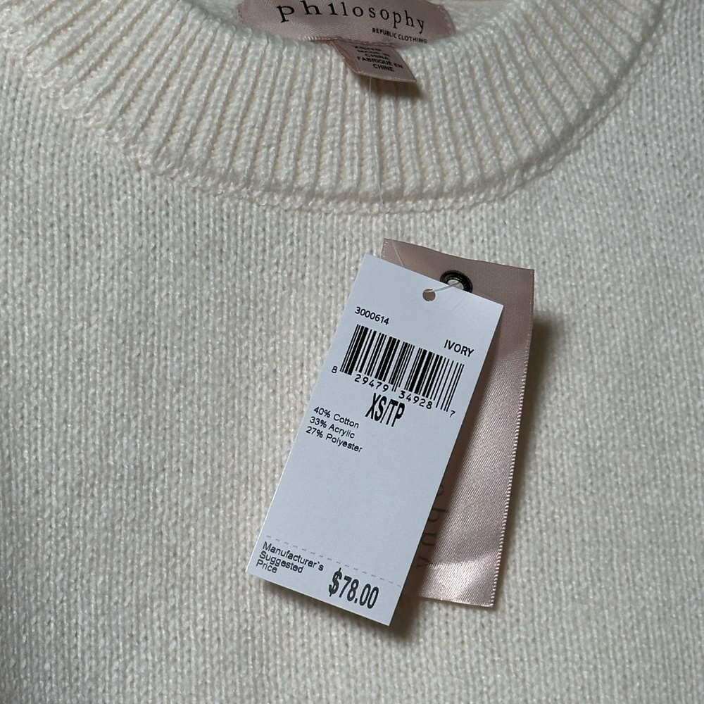 Philosophy Ivory Puff Sleeve Sweater – Size XS - Picture 5 of 5